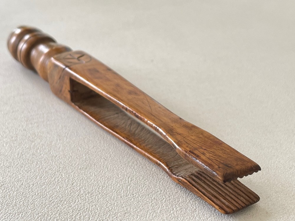 An Unusual Pair Of Antique Treen Tongs -  View VI