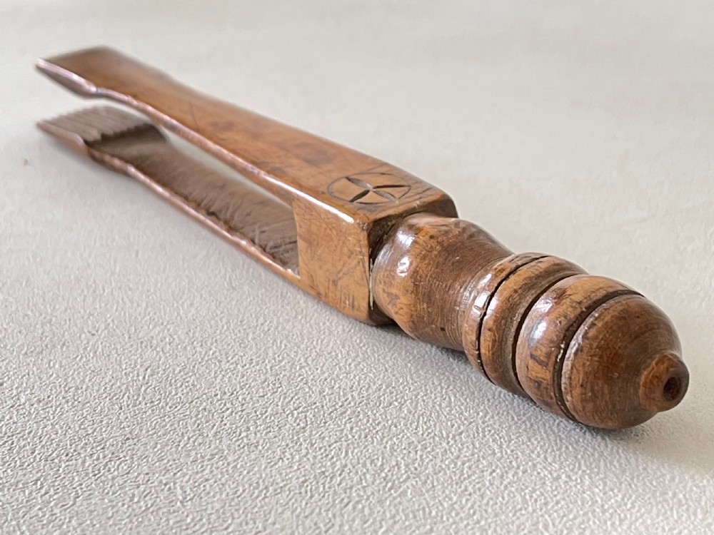 An Unusual Pair Of Antique Treen Tongs -  View VII