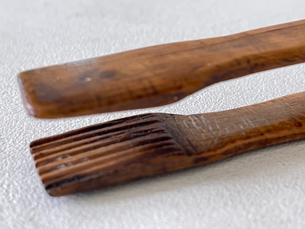 An Unusual Pair Of Antique Treen Tongs -  View VIII