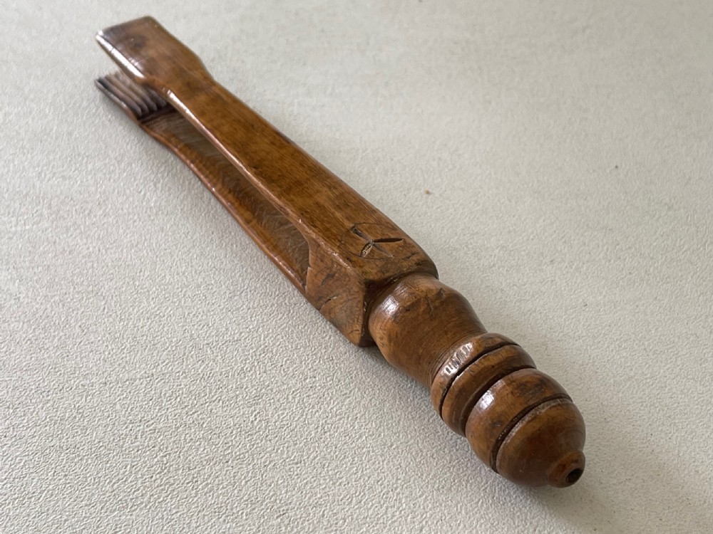 An Unusual Pair Of Antique Treen Tongs -  View IX