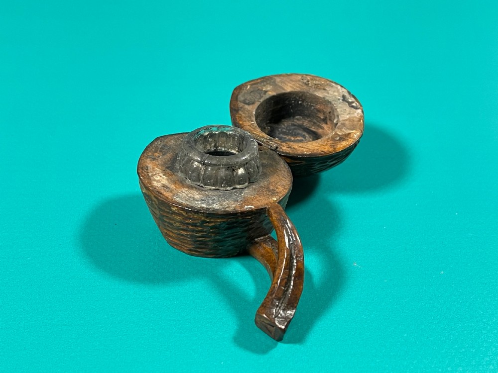 Antique Carved Nut Ink Well View II