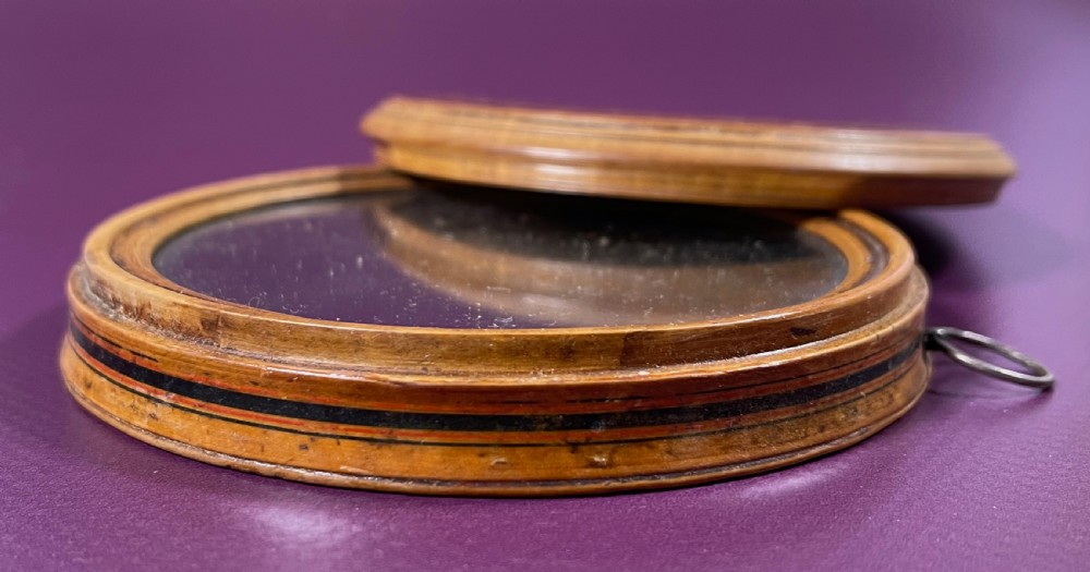 A Georgian Yew Wood Travelling Mirror View IV