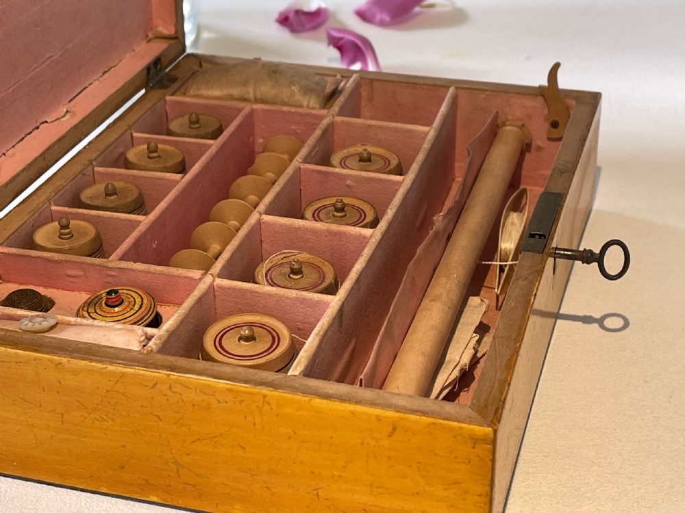 Antique Georgian Sewing Box - full of many of the original sewing tools View VII