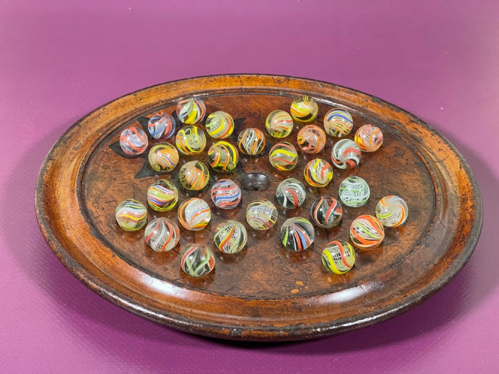 Antique Solitaire Game & Victorian Glass Marbles View III