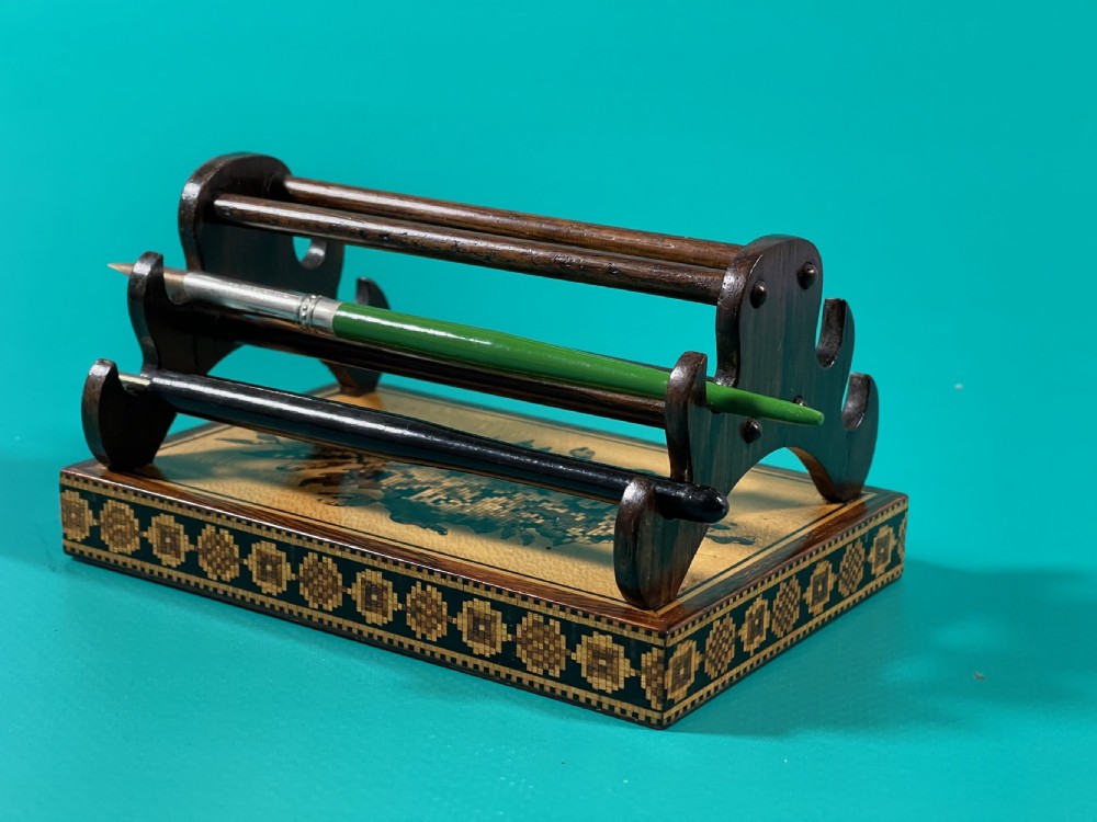 Antique Tunbridge Ware Pen Rest & Paper Weight View III