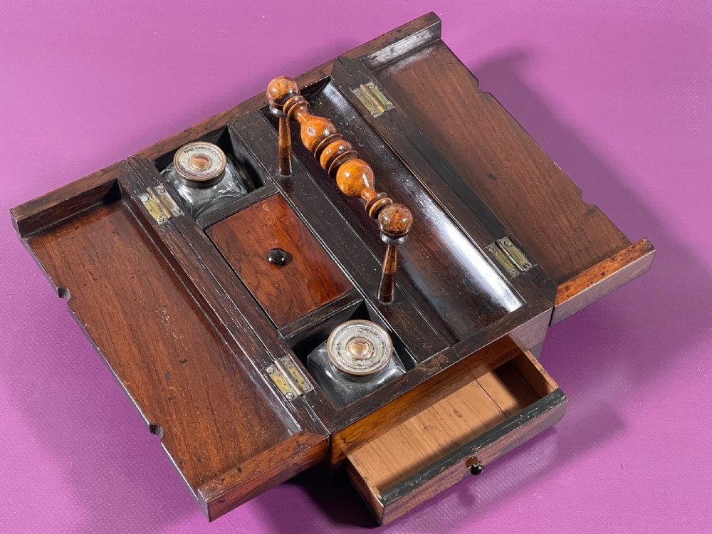 Antique Rosewood Desk Tidy/ Writing Box View II