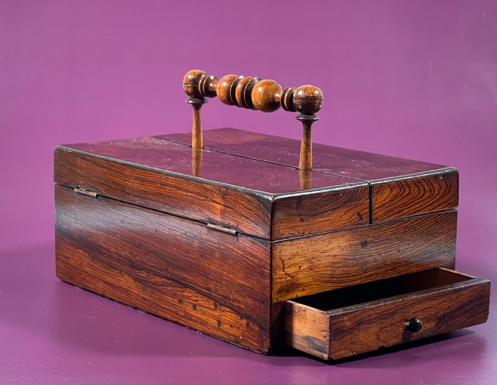 Antique Rosewood Desk Tidy/ Writing Box View V