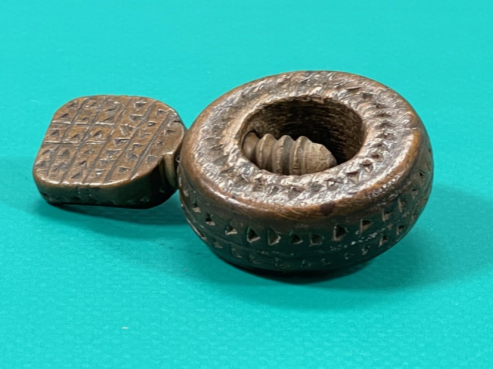 Antique Chip Carved Ring Nutcracker - treen View II