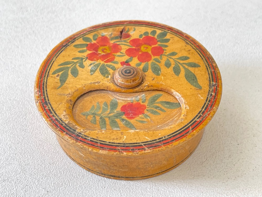 Antique Miser's Snuff Box - painted whitewood