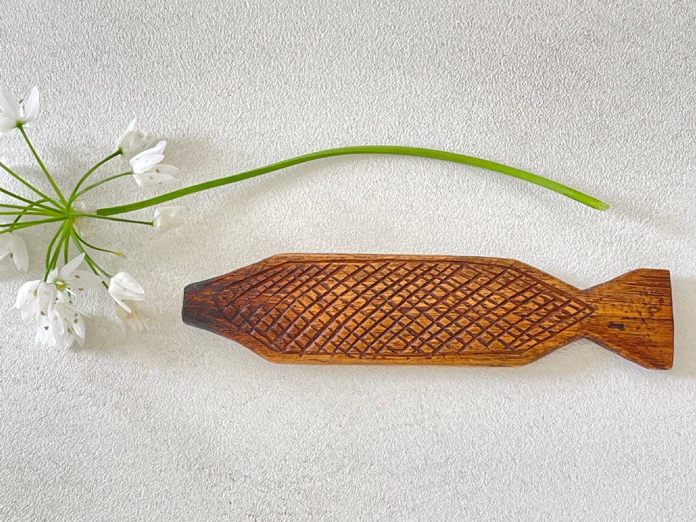 Antique Treen Knitting Sheath - Fish  View II