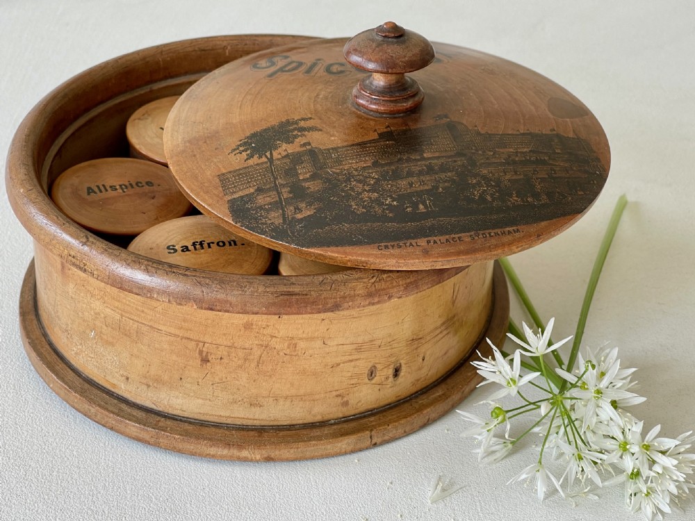Antique Circular Spice Box - with seven spice pots inside View III