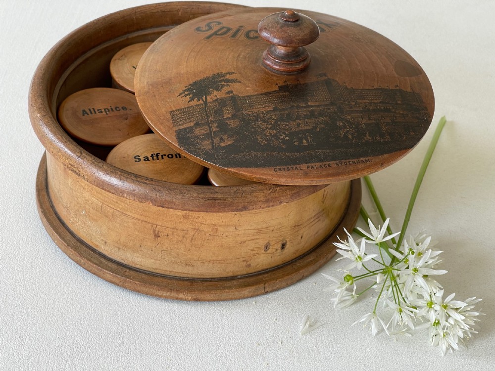 Antique Circular Spice Box - with seven spice pots inside View IV