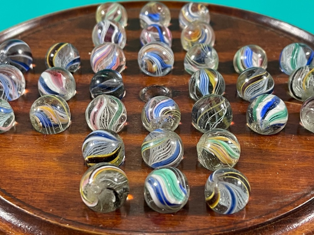Antique Solitaire Board & Victorian Marbles View II
