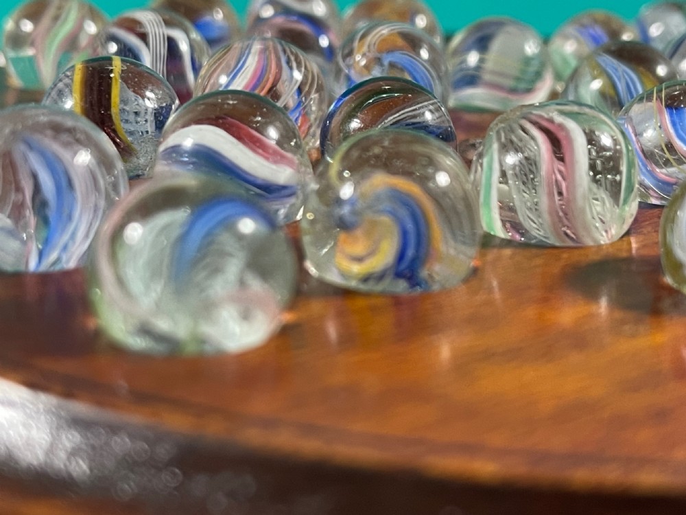 Antique Solitaire Board & Victorian Marbles View VI
