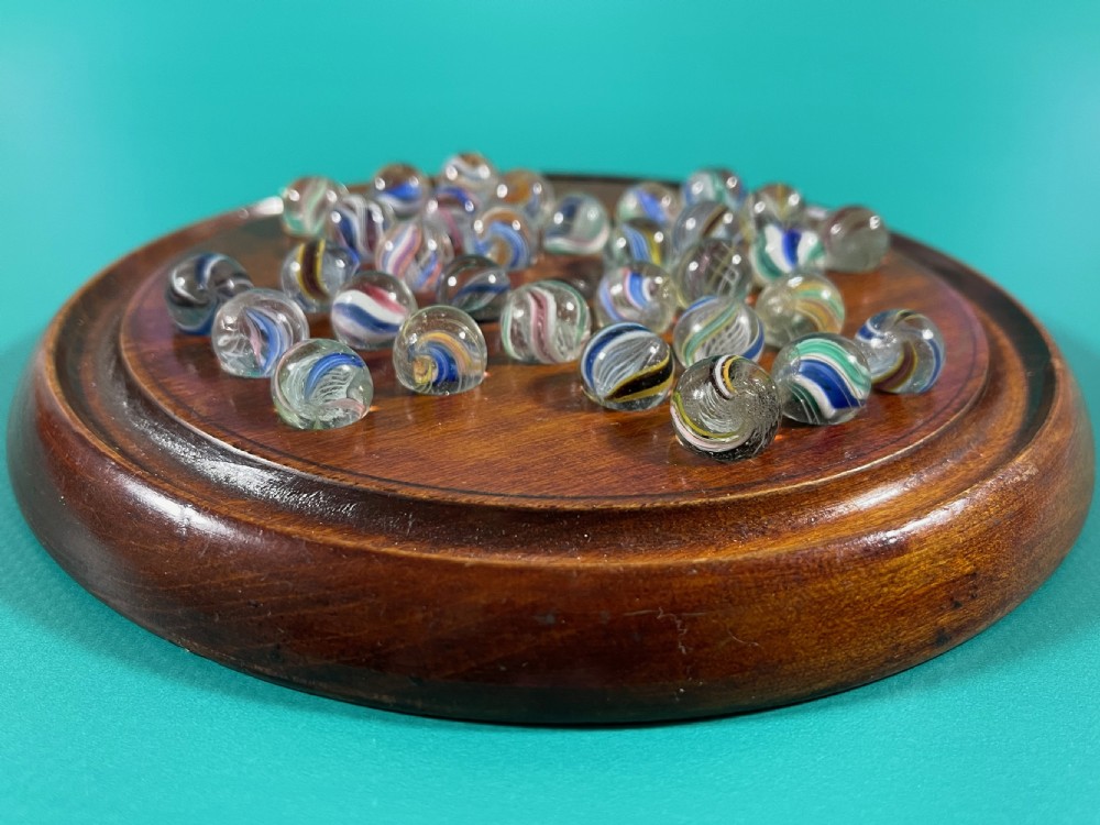 Antique Solitaire Board & Victorian Marbles View VIII