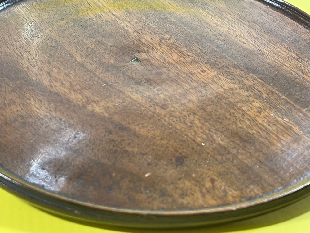 A Small Antique Walnut Circular Tray View X