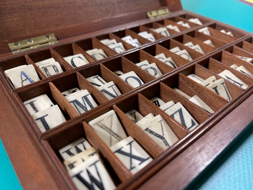 Antique Bone  Alphabet Set & Box View VIII