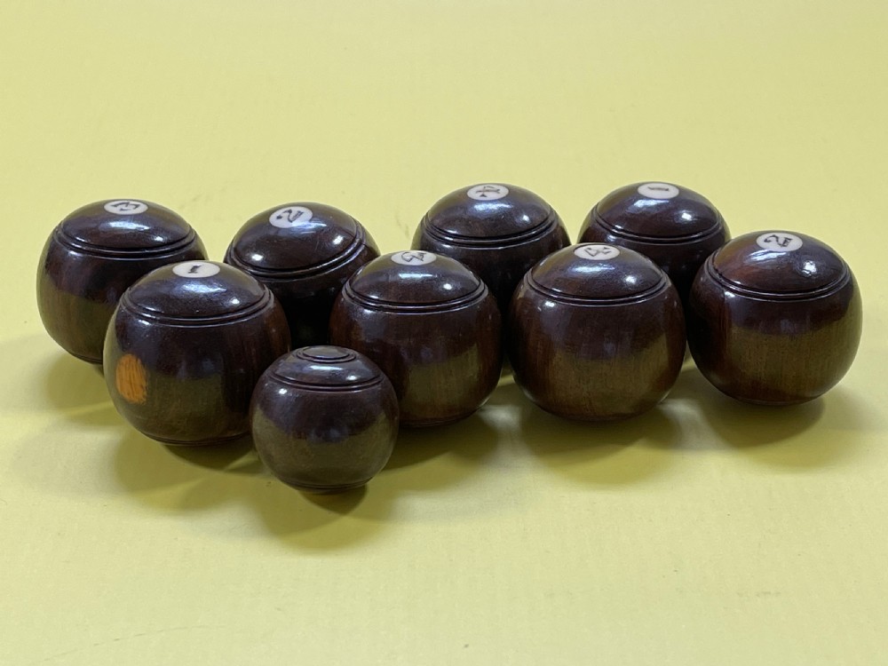 A Set of mini indoor carpet bowls View V