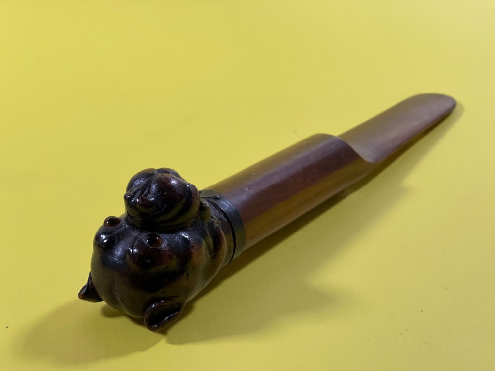 Antique Treen Dog Page Turner /Letter Opener View III