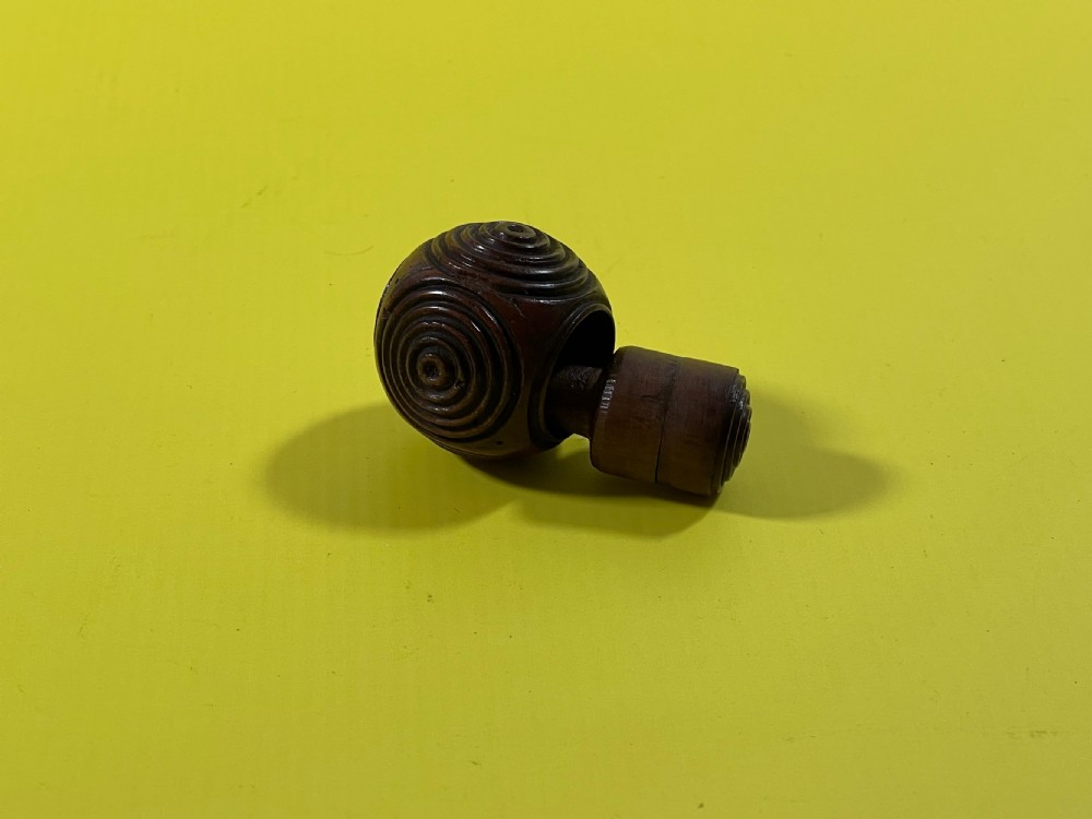 Antique Treen Fruit Wood Puzzle Ball - Snuff , sovereignholder