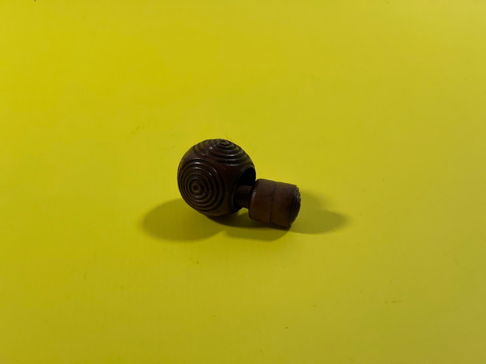 Antique Treen Fruit Wood Puzzle Ball - Snuff , sovereignholder View V