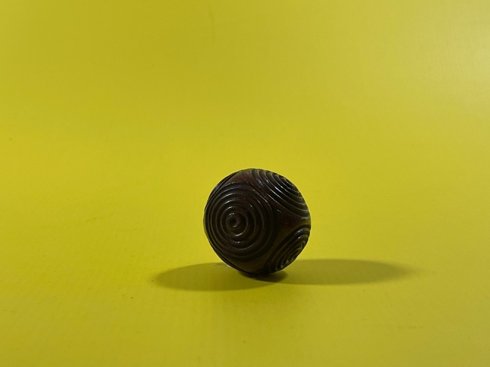 Antique Treen Fruit Wood Puzzle Ball - Snuff , sovereignholder View VI