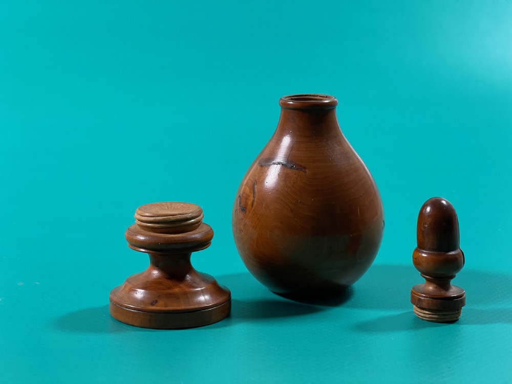 Antique Treen Boxwood Spice Flask View V