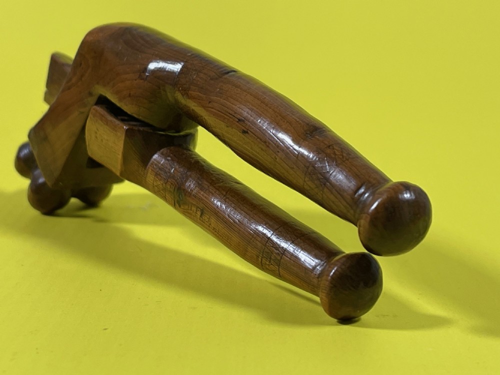 Antique Treen Yew Wood Lever Nutcrackers View III