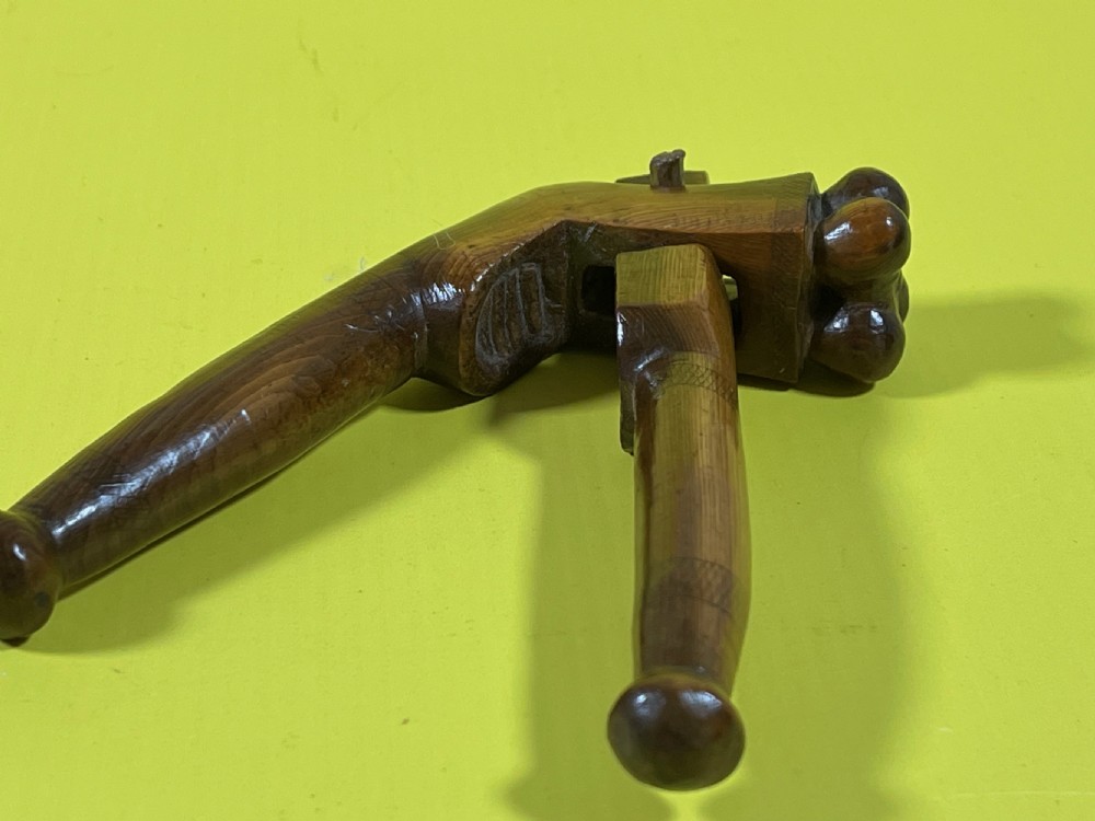 Antique Treen Yew Wood Lever Nutcrackers View V