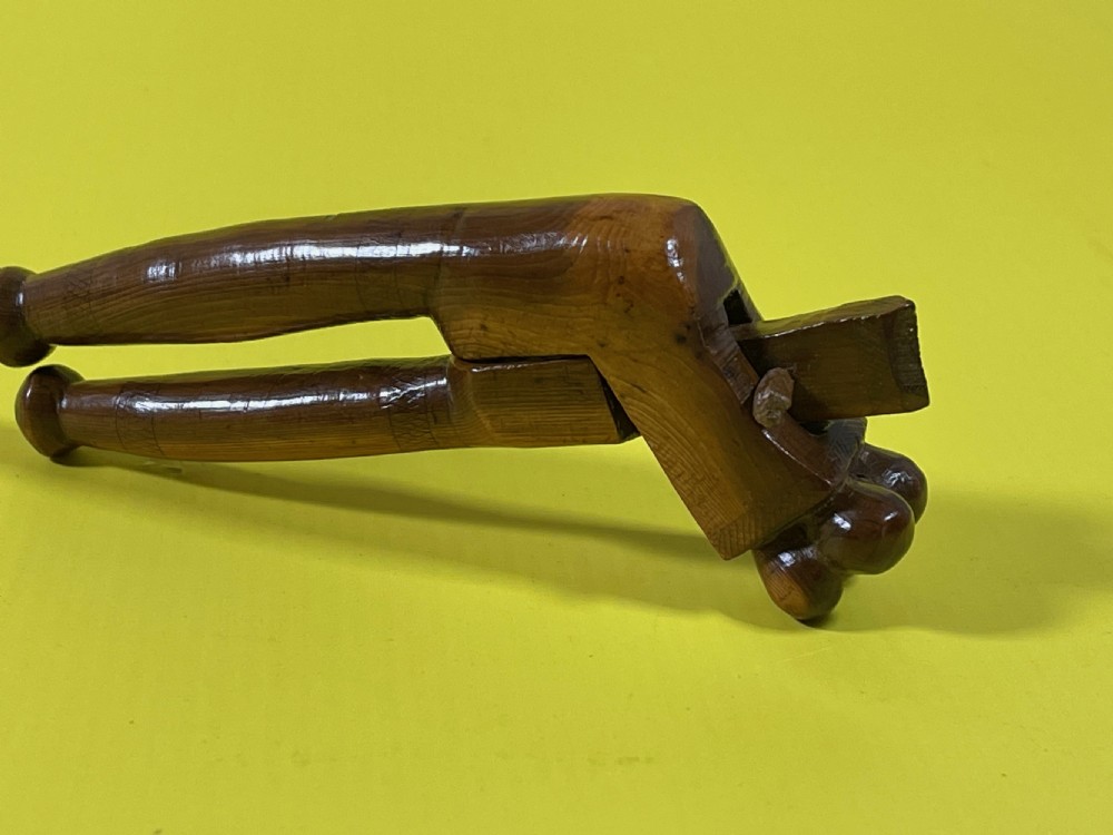 Antique Treen Yew Wood Lever Nutcrackers View X