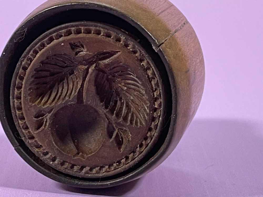 Antique Butter Stamp - Carved Peach View II