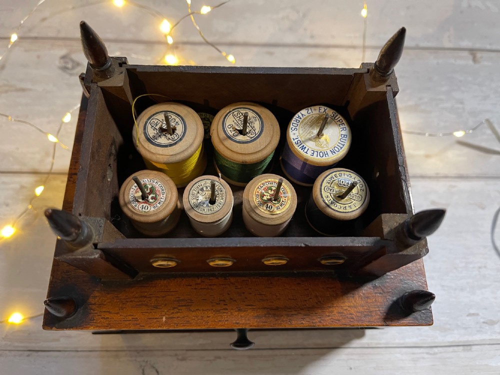 Antique Sewing & Reel Box Holder View III