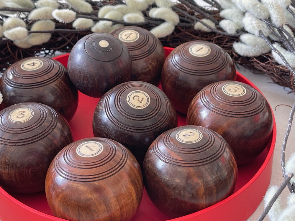 Antique Treen Table Bowls & Jack View II