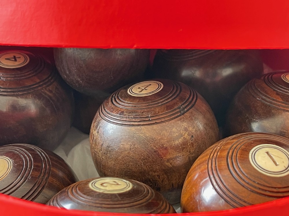 Antique Treen Table Bowls & Jack View VI