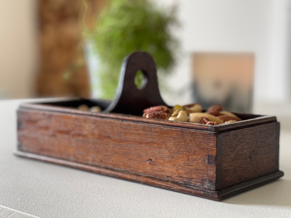 Antique Welsh Georgian Oak Table Box or Condiment Box