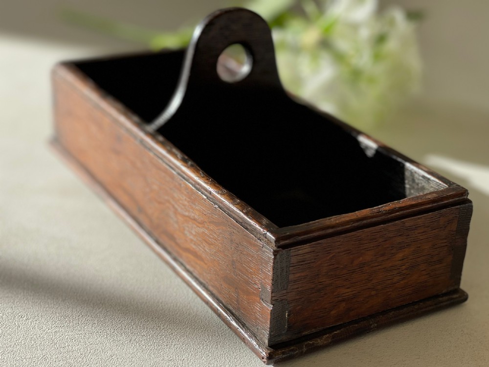 Antique Welsh Georgian Oak Table Box or Condiment Box View IV