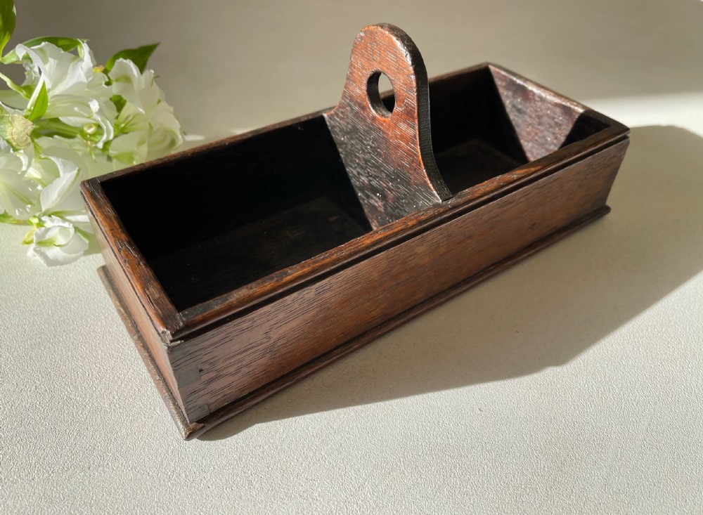 Antique Welsh Georgian Oak Table Box or Condiment Box View V