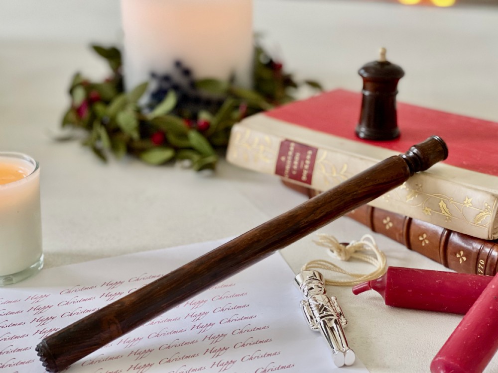 A Combined Antique Rosewood Ruler, Seal & Candle Holder