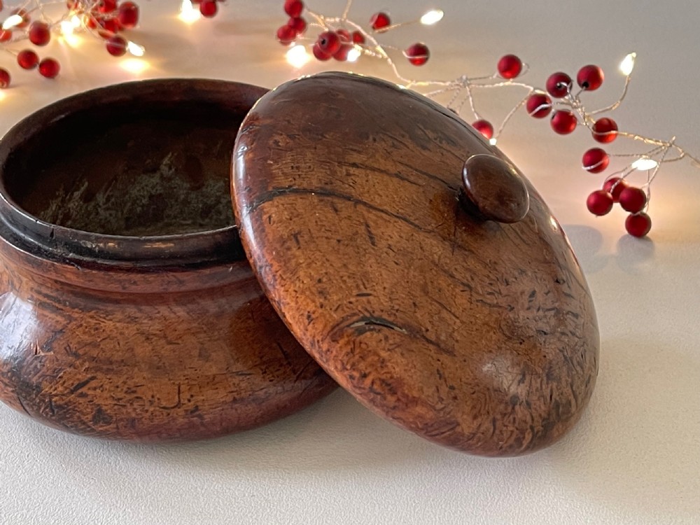 Antique Treen Pot with Damper  View III