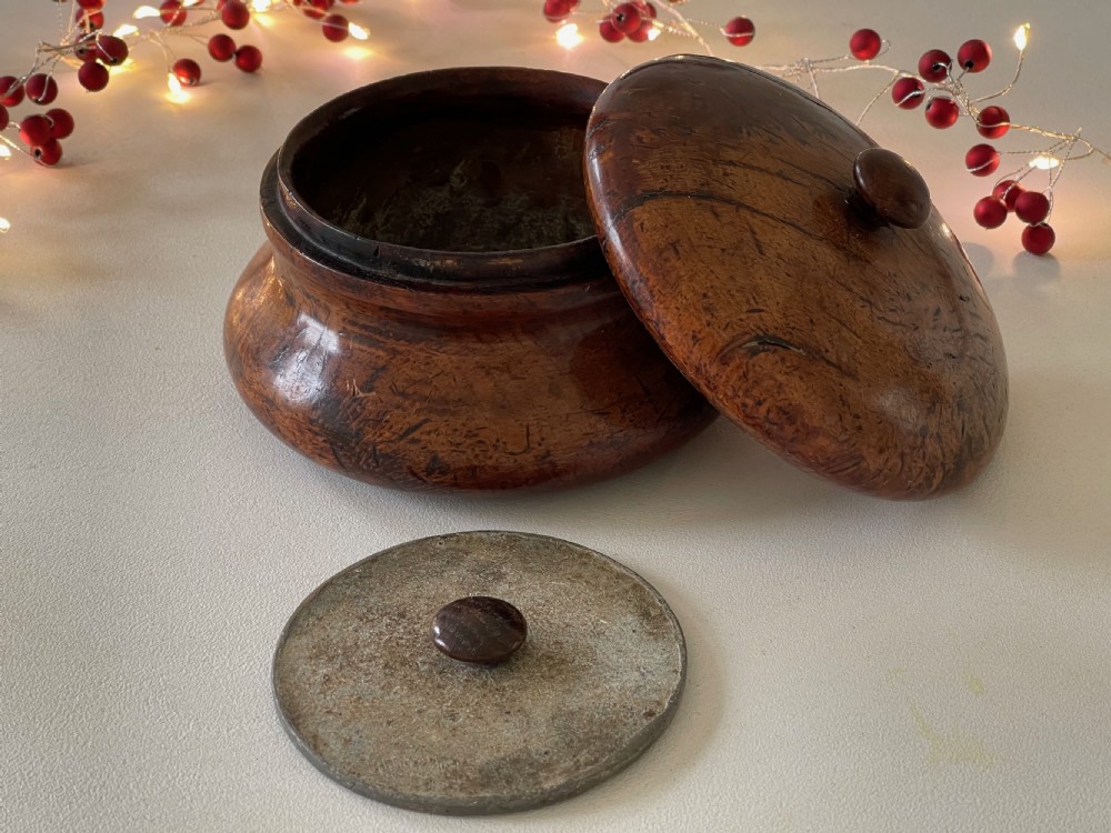 Antique Treen Pot with Damper  View VI