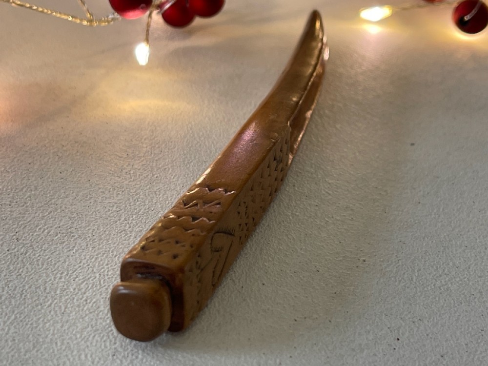 An 18th Century Antique Treen Apple Corer - love token View II
