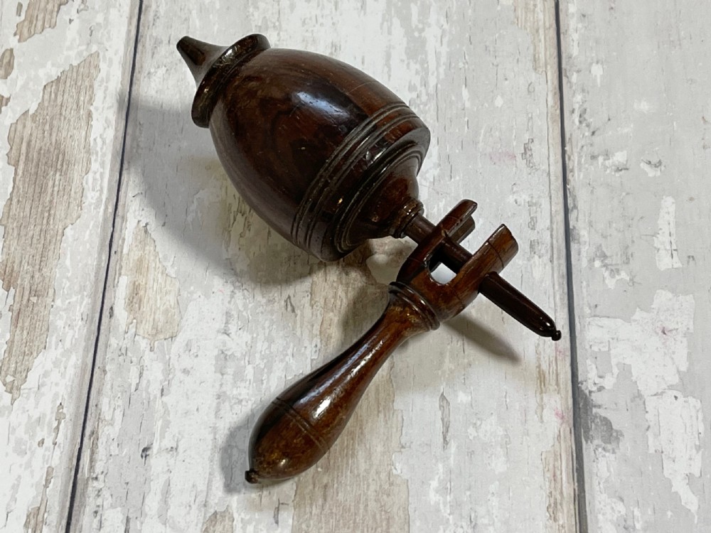 Antique Rosewood Humming Top & Launcher ex St Johns Perrot Stimson Collection of Treen & British Folk Art