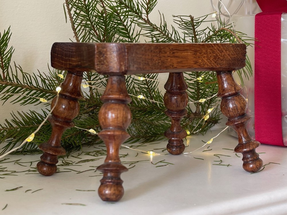 Antique Treen Dresser Stool or Candle Stool View III
