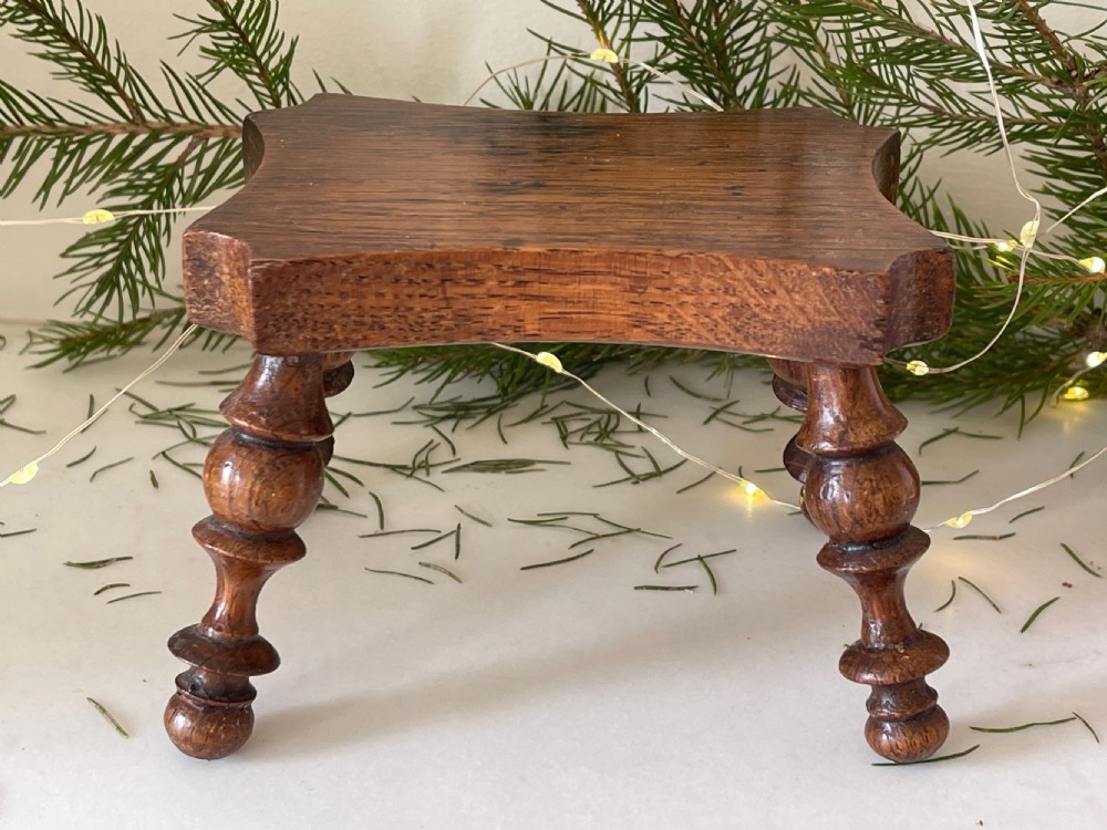 Antique Treen Dresser Stool or Candle Stool View V