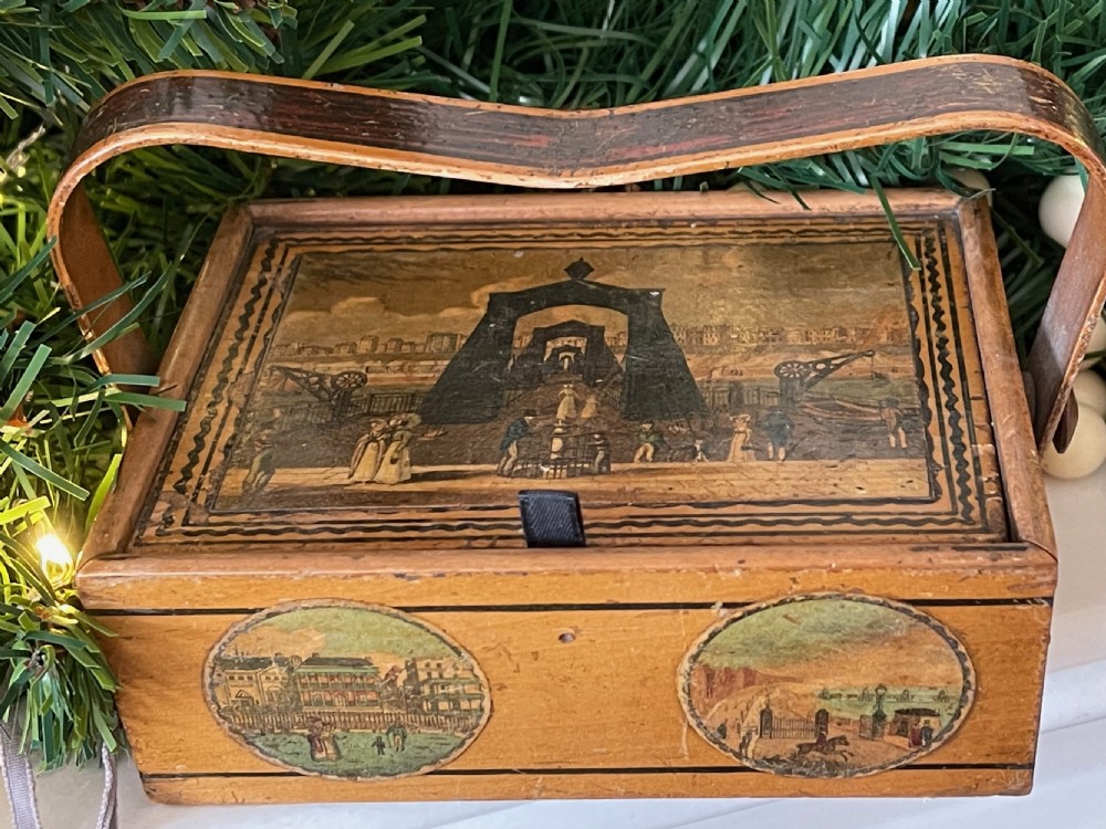 Antique Tunbridge Ware Sewing Pannier - reels & measure View VII