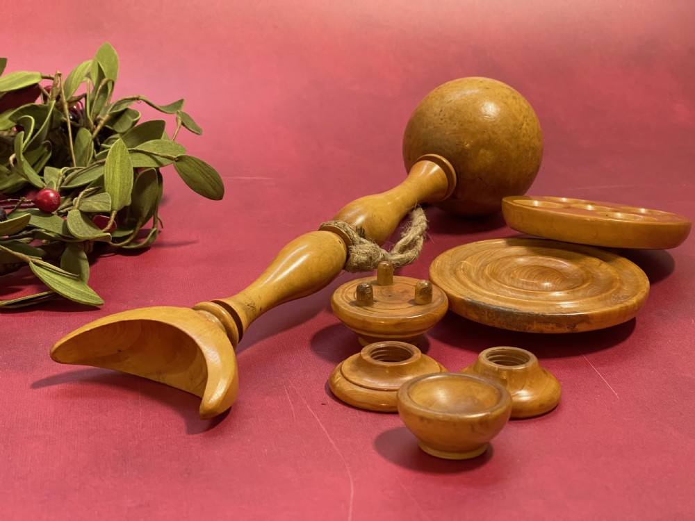 Antique Treen Bilboquet - various different shaped attachments View II