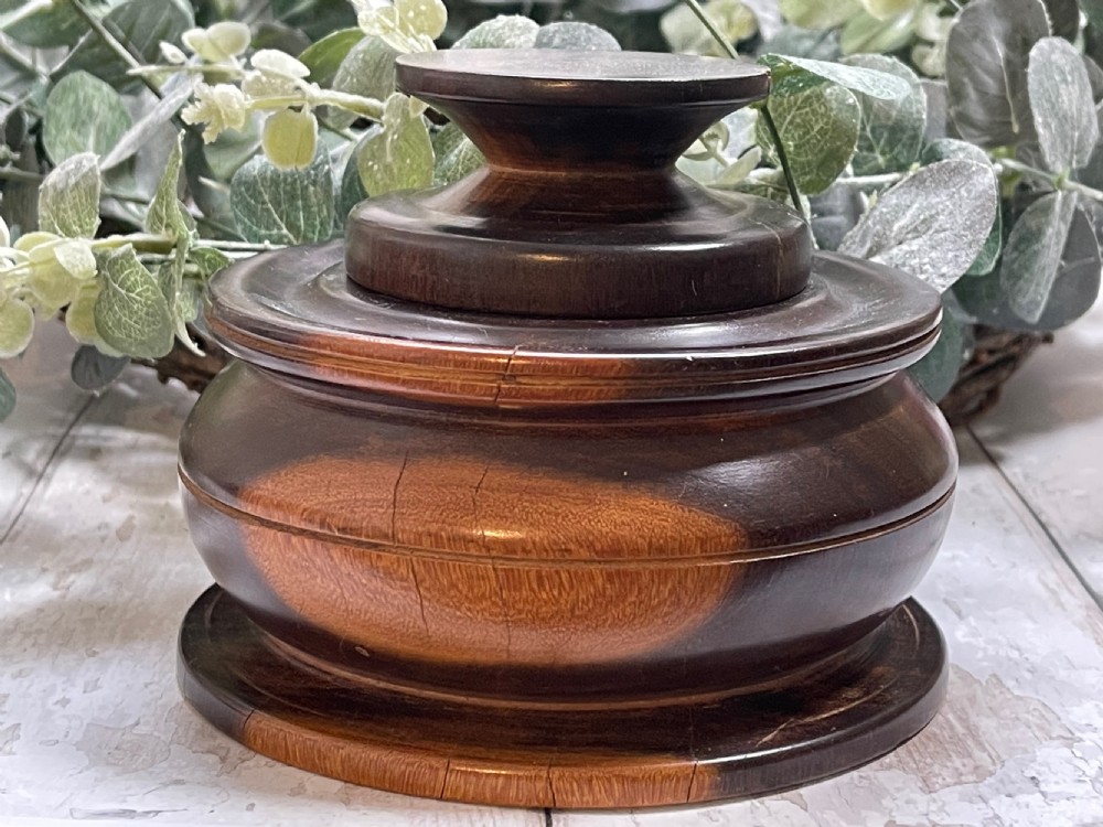 An Antique Lignum Vitae Lidded Pot