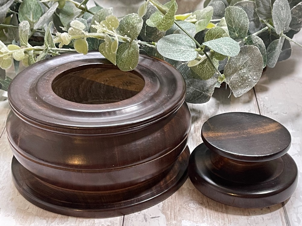 An Antique Lignum Vitae Lidded Pot View V