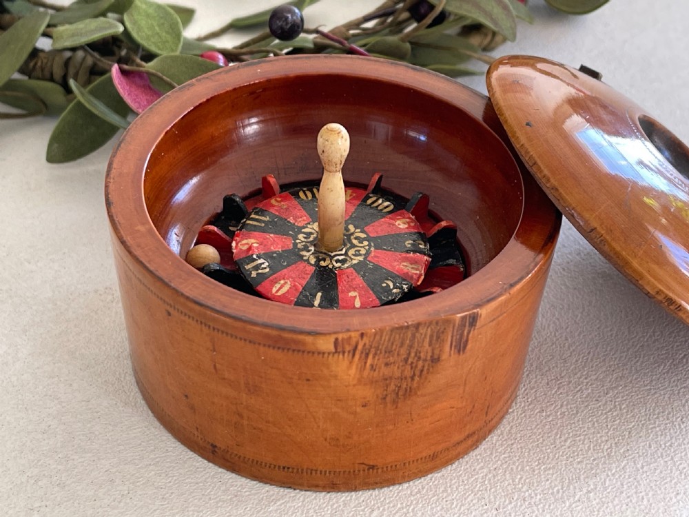 Antique  Treen Travelling Roulette Game View V