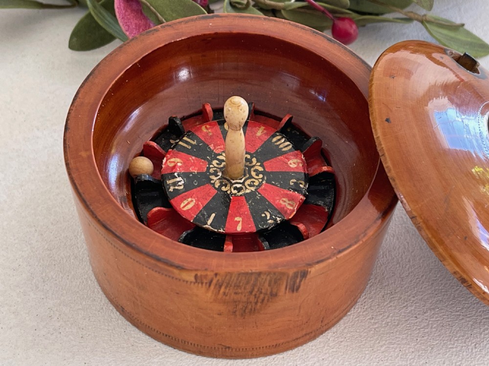 Antique  Treen Travelling Roulette Game View VI